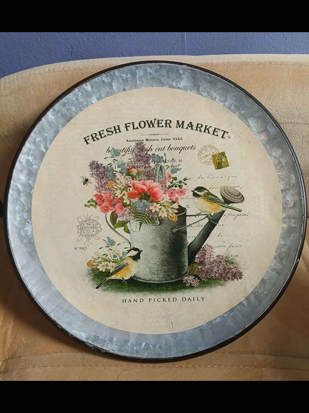 Fresh Flower Market Decorative Wall Tray - Floral Watering Can Design